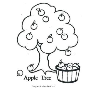 Ağaç boyama sayfası – çocuk aktivitesi, PDF indir