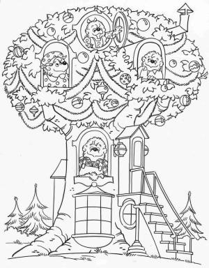 Ağaç boyama sayfası,  coloring page, Ağaç Evdeki Berenstain Ayıları, 