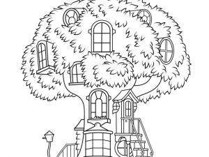 Ağaç boyama sayfası,  coloring page, Harika Ağaç Ev, 