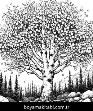 Ağaç boyama sayfası,  coloring page, komik, harika, doğal