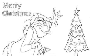 Ağaç boyama sayfası,  coloring page, Küçük Noel Ağacı ile Grinch, 