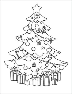 Ağaç boyama sayfası,  coloring page, Büyük Noel Ağacı, 