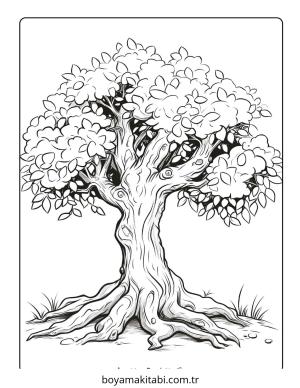 Ağaç boyama sayfası – ücretsiz yazdır, boyama etkinliği