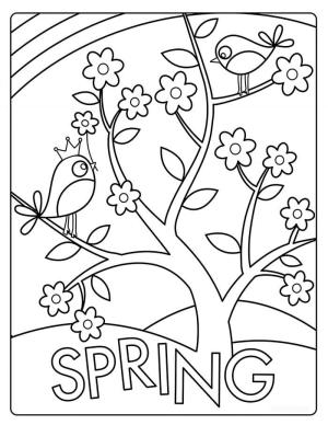 Ağaç boyama sayfası,  coloring page, Baharda Güzel Ağaç, 