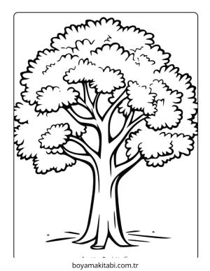 Ağaç boyama sayfası – sanatsal çalışma, çocuklar için