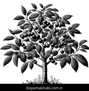 Ağaç boyama sayfası,  coloring page, tatlı, kolay, yuvarlak hatlı