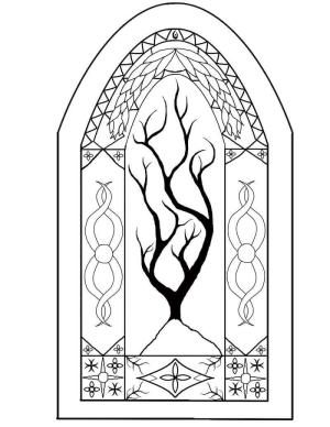 Ağaç boyama sayfası,  coloring page, Ağaç Vitray, 