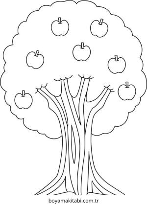 Ağaç boyama sayfası – PDF indir, sevimli karakter