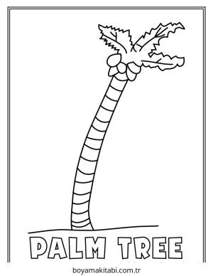 Ağaç boyama sayfası – çizgi film temalı, basit çizim