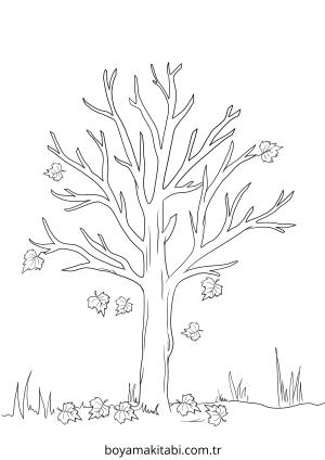 Ağaç boyama sayfası – el becerilerini geliştirir, boyama çalışması