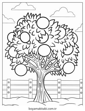 Ağaç boyama sayfası – okul öncesi, evde etkinlik