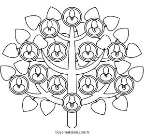 Ağaç boyama sayfası – basit çizim, kolay boyama