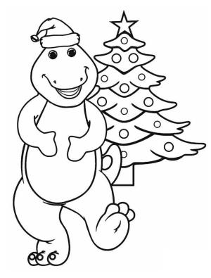 Ağaç boyama sayfası,  coloring page, Barney Ve Noel Ağacı, 