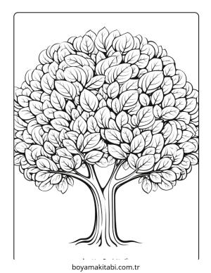 Ağaç boyama sayfası – okul öncesi, evde etkinlik