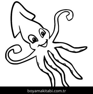 Ahtapot boyama sayfası – PDF indir, sevimli karakter