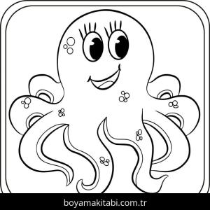Ahtapot boyama sayfası – basit çizim, kolay boyama