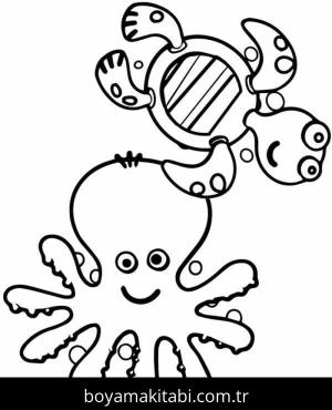 Ahtapot boyama sayfası – renkli çizimler, okul öncesi