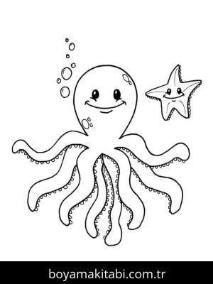 Ahtapot boyama sayfası – PDF indir, sevimli karakter