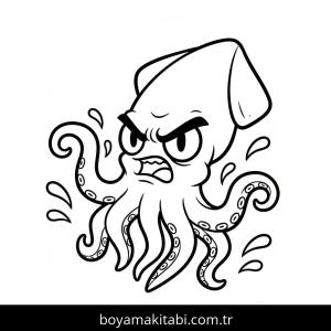 Ahtapot boyama sayfası – sanatsal çalışma, çocuklar için