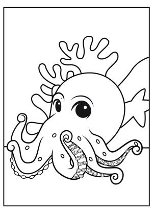 Ahtapot boyama sayfası,  coloring page, Sevimli Ahtapot, 