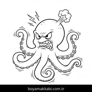 Ahtapot boyama sayfası – ücretsiz yazdır, boyama etkinliği