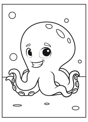 Ahtapot boyama sayfası,  coloring page, Denizde Eğlenceli Ahtapot, 