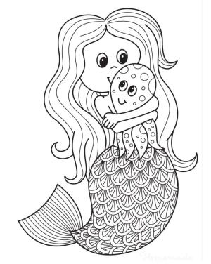 Ahtapot boyama sayfası,  coloring page, Deniz kızı Sarılma Bebek Ahtapot, 