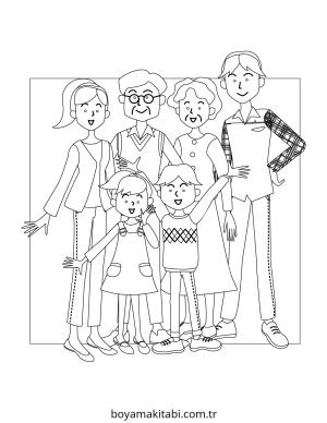 Aile boyama sayfası – kolay boyama, eğitici aktivite