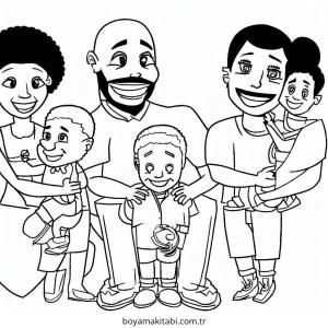 Aile boyama sayfası – eğlenceli etkinlik, el becerilerini geliştirir