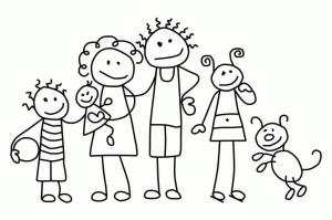 Aile boyama sayfası,  coloring page, Basit Aile, 