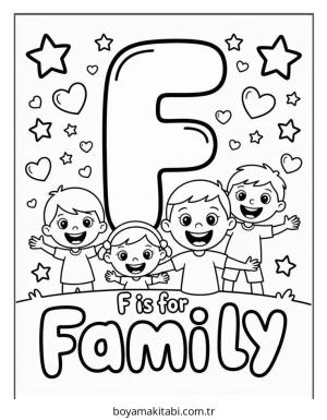 Aile boyama sayfası – el becerilerini geliştirir, boyama çalışması