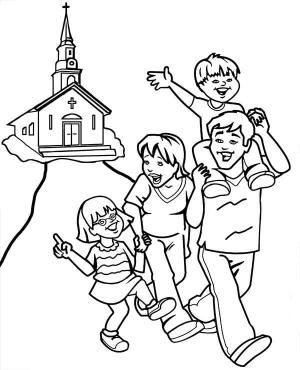 Aile boyama sayfası,  coloring page, Kilisede Aile, 