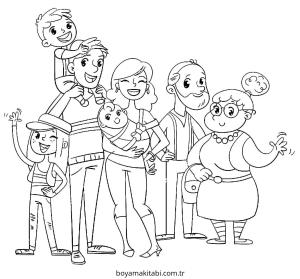 Aile boyama sayfası – boyama etkinliği, çocuk aktivitesi