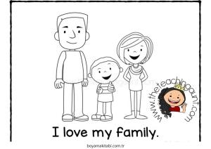 Aile boyama sayfası – çocuklar için, çizgi film temalı