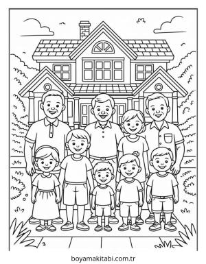 Aile boyama sayfası – boyama çalışması, yaratıcılığı geliştirir