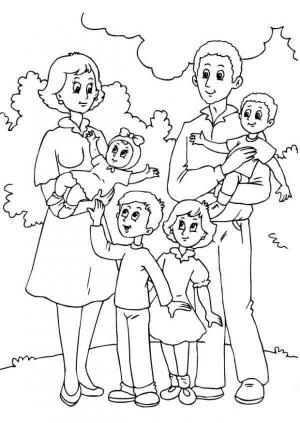 Aile boyama sayfası,  coloring page, Aile, Gülümseyen, 