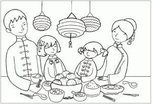 Aile boyama sayfası,  coloring page, Çinli Aile, 