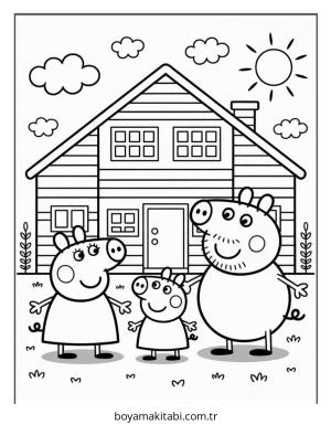 Aile boyama sayfası – çocuk aktivitesi, PDF indir