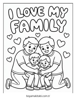 Aile boyama sayfası – eğitici aktivite, yaratıcılık