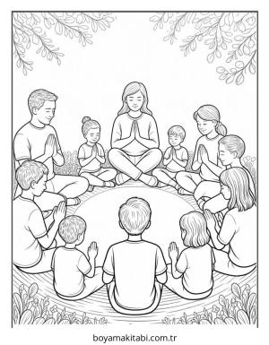 Aile boyama sayfası – eğlenceli etkinlik, el becerilerini geliştirir