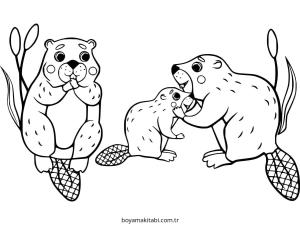 Aile boyama sayfası – renkli çizimler, okul öncesi