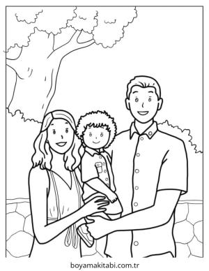 Aile boyama sayfası – eğitici aktivite, yaratıcılık