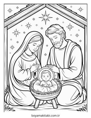 Aile boyama sayfası – renkli çizimler, okul öncesi