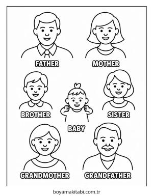 Aile boyama sayfası – eğitici aktivite, yaratıcılık