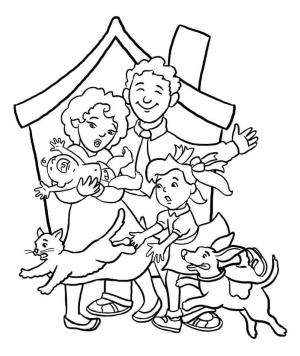 Aile boyama sayfası,  coloring page, Aile ve Evcil Hayvan, 