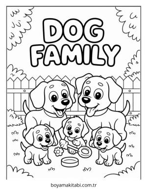 Aile boyama sayfası – sevimli karakter, sanatsal çalışma