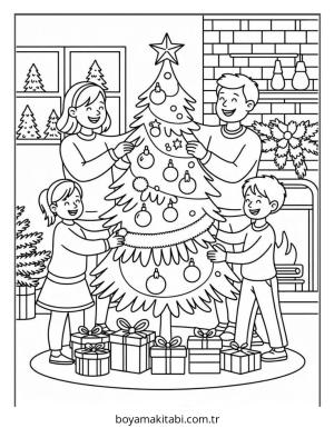 Aile boyama sayfası – boyama çalışması, yaratıcılığı geliştirir