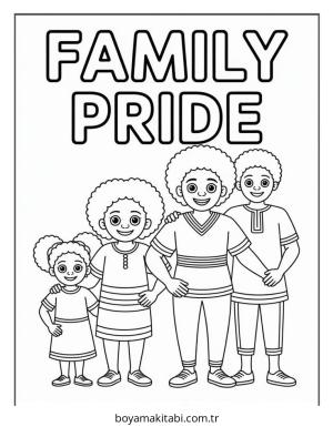 Aile boyama sayfası – çocuklar için, çizgi film temalı