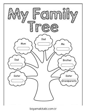 Aile boyama sayfası – sanatsal çalışma, çocuklar için