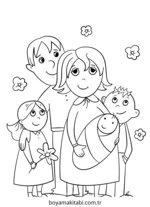 Aile boyama sayfası – ücretsiz yazdır, boyama etkinliği